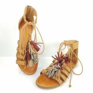 Cato Sandals Womens Size 10 Gladiator Strappy Tassels Brown Open Toe Shoes
